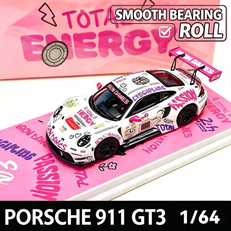 Elowen Art 1/64 Porsche 911 GT3 R LMGT3 Iron Ladies # 85 Diecast Car Model Alloy Simulation Collection Toy Gift For Boys # peety