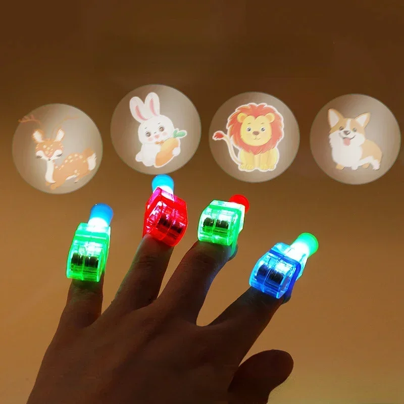 New Children\'s Cartoon Projection Light Detachable Finger Light Ring Light Concert LED Luminous Small Toy Gifts