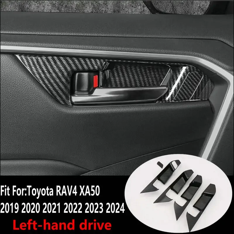 

Car Door Interior Handle Bowls Decoration Cover for Toyota RAV4 XA50 2019 2020 2021 2022 2023 2024 ABS Carbon Fiber Style