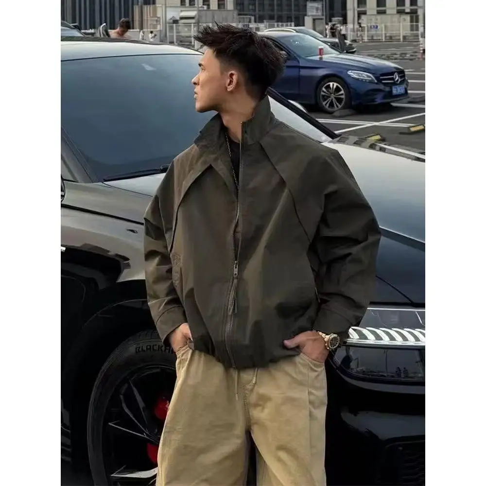 

een American Splice Stand Collar Jaet Men's Spring Autumn Waterproof Men's Jaet Cleanfit ort Coat Polyester Fiber