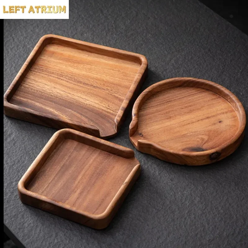 Walnut tea tray Solid wood tea cake tray Tea ceremony accessories Household simple refreshment tray