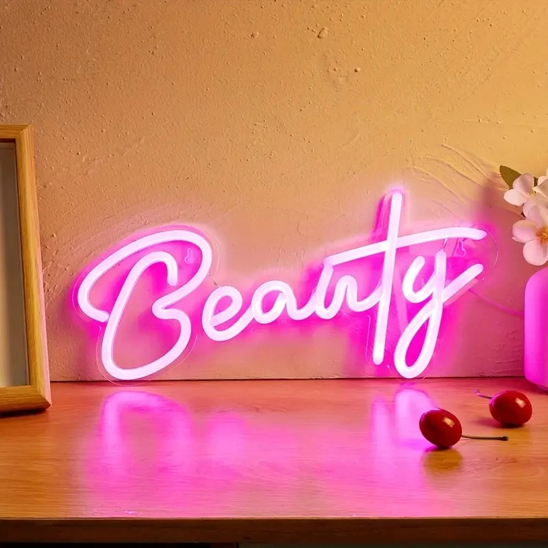 LED Beauty Neon Sign Light Pink Nails Spa Salon Studio Wall Art Decor Sign for Business Stores Logo Barber Shops Office Party