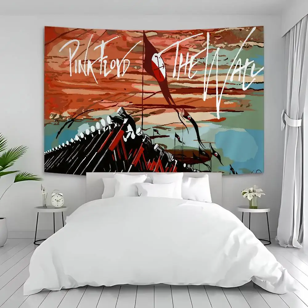 P-Pink-F-Floyds Rock Band Anime Tapestry Hippie Flower Wall Carpets Dorm Decor Cheap Hippie Wall Hanging