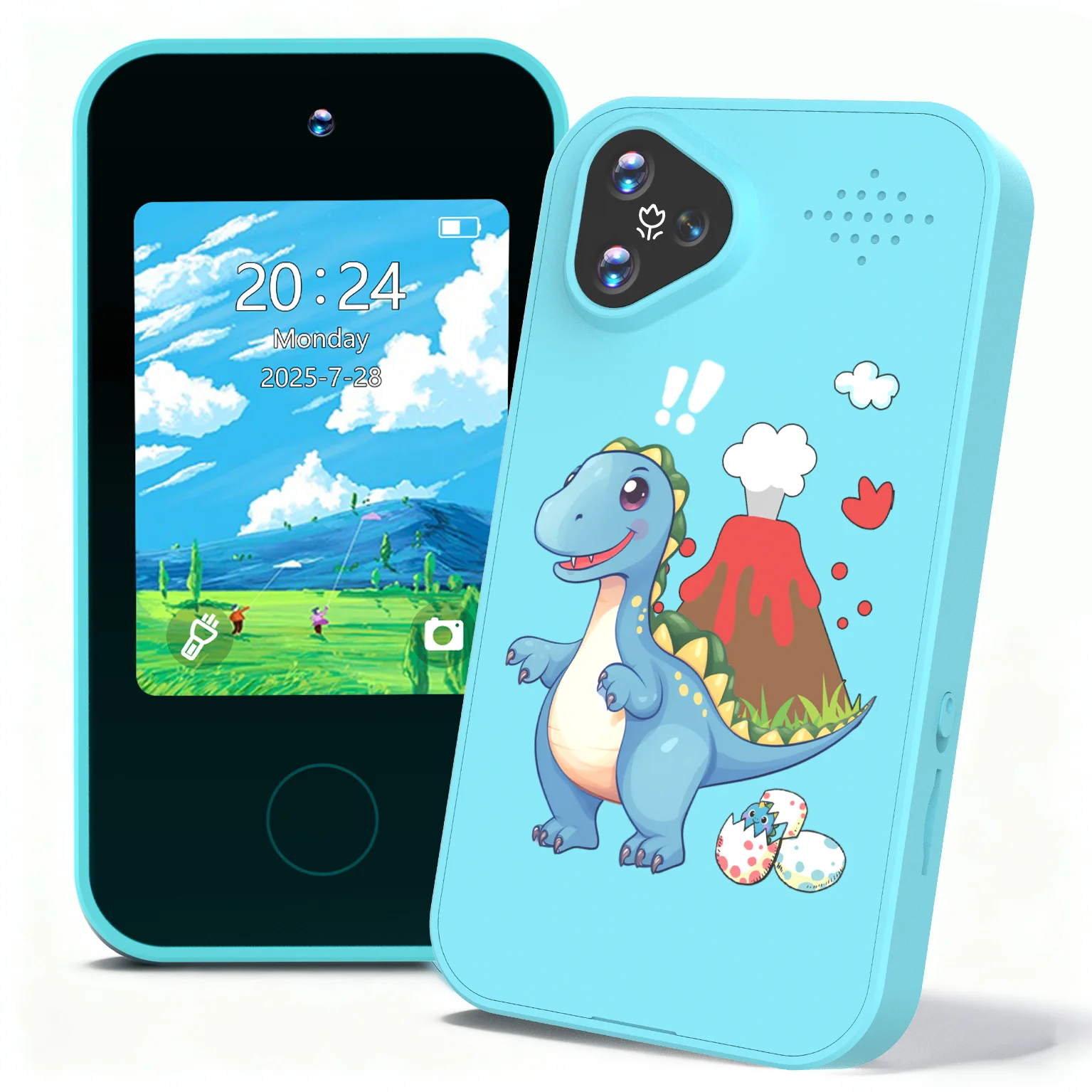 Smartphone pour enfants, double caméra, écran tactile 2,8 pouces, écran tactile, batterie rechargeable, jouet éducatif et lecteur de musique, cadeau
