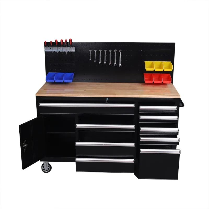Heavy-duty auto repair mobile maintenance tool cabinet, storage type movable workbench, drawer combination tool cart