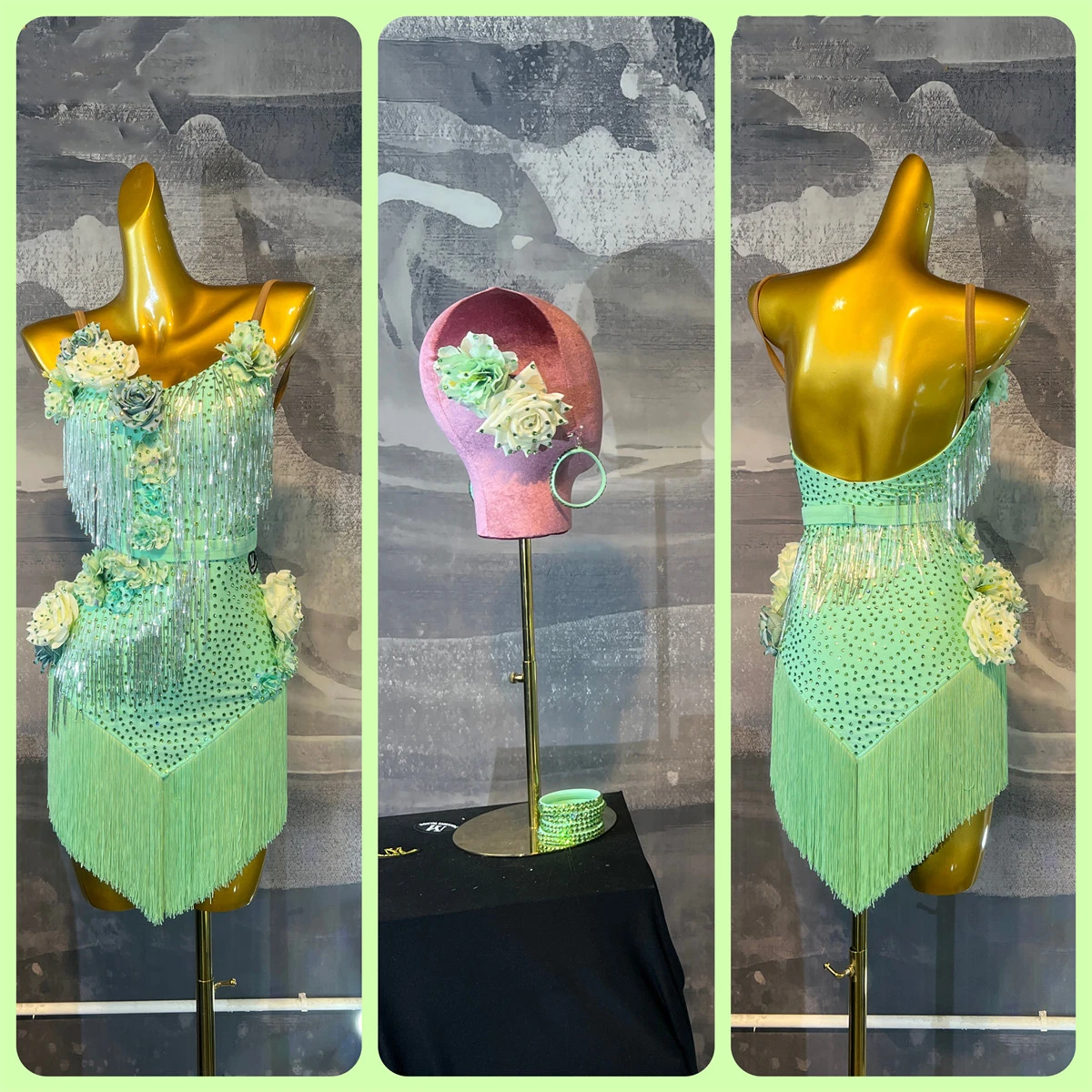 Latin Dancer, Adult And Children'S High-End Customized Backless Strap Leopard Print Dress Tango Samba AB Stone Performance Dress