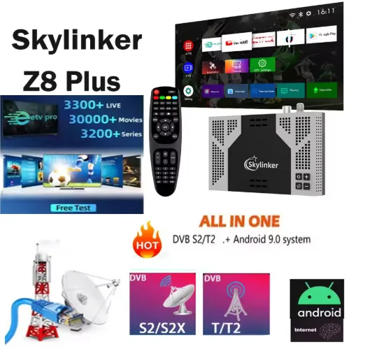 [أصلي] أحدث صندوق تلفزيون هجين Skylinker Z8 Plus Android OTT+DVB-S2-T2&ETV Pro 5G BT جهاز استقبال تلفزيون أرضي FTA عن بعد