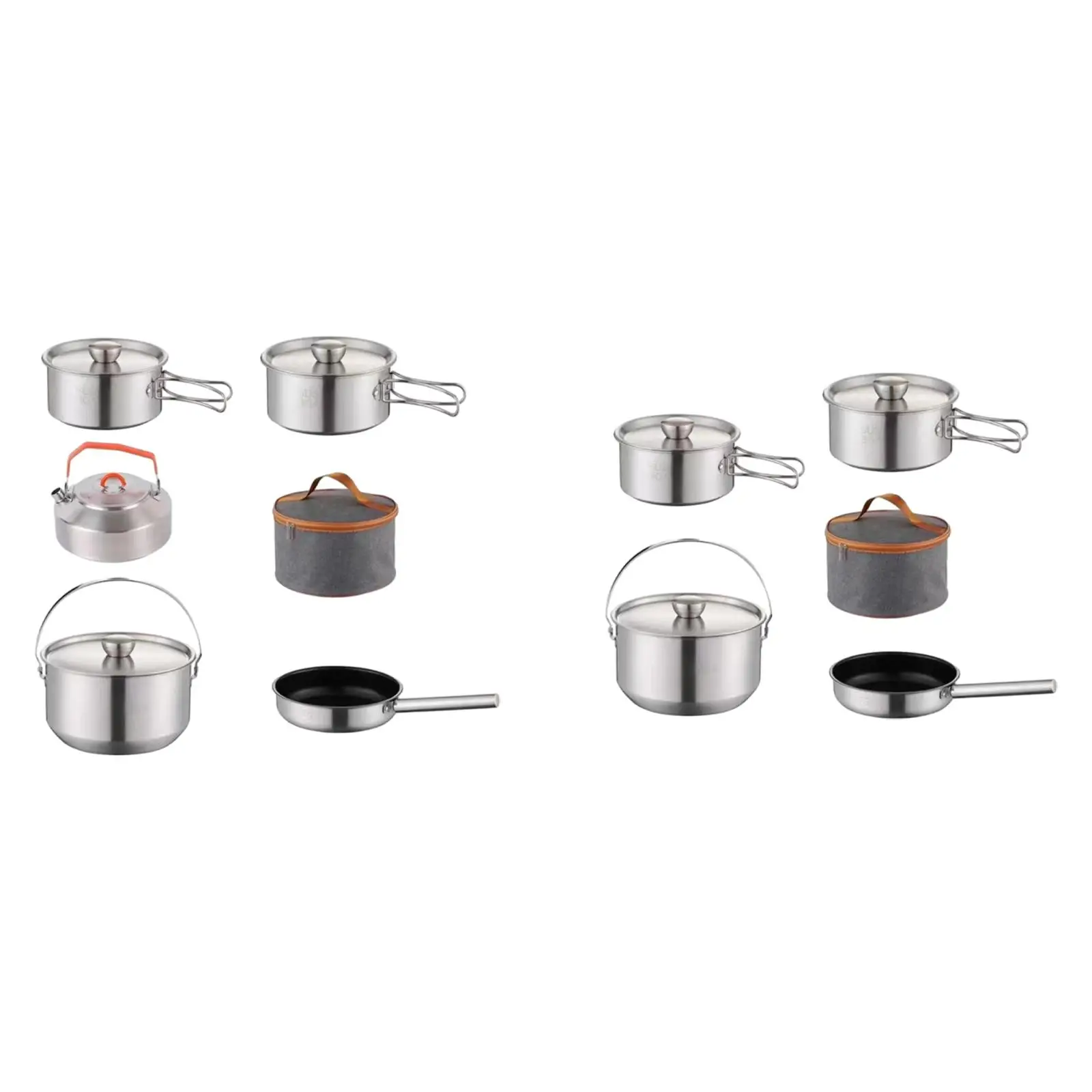 

Camping Cookware Kit Stainless Steel Hanging Pot Utensils Tableware Cookset for Backpacking Survival Indoors Kitchen Picnic