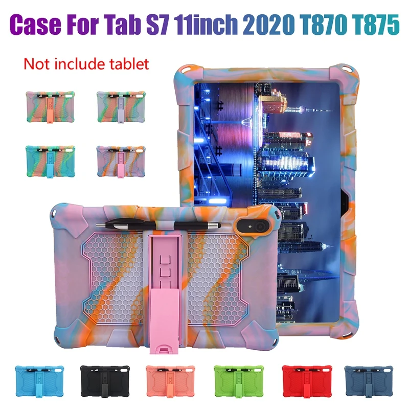 Silicone Case For Samsung Galaxy Tab S7 11Inch 2020 T870/T875 Tablet Case Anti-Drop Case Tablet Stand With Pen