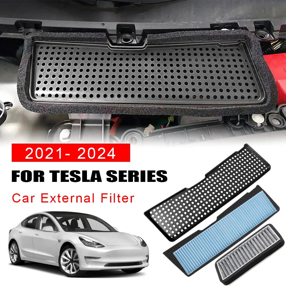 Elemento de Filtro Externo para Carro Tesla Model 3 2021-2025, Filtro de Entrada de Ar do Ar Condicionado, Filtro Purificador de Ar, Acessórios para Carro