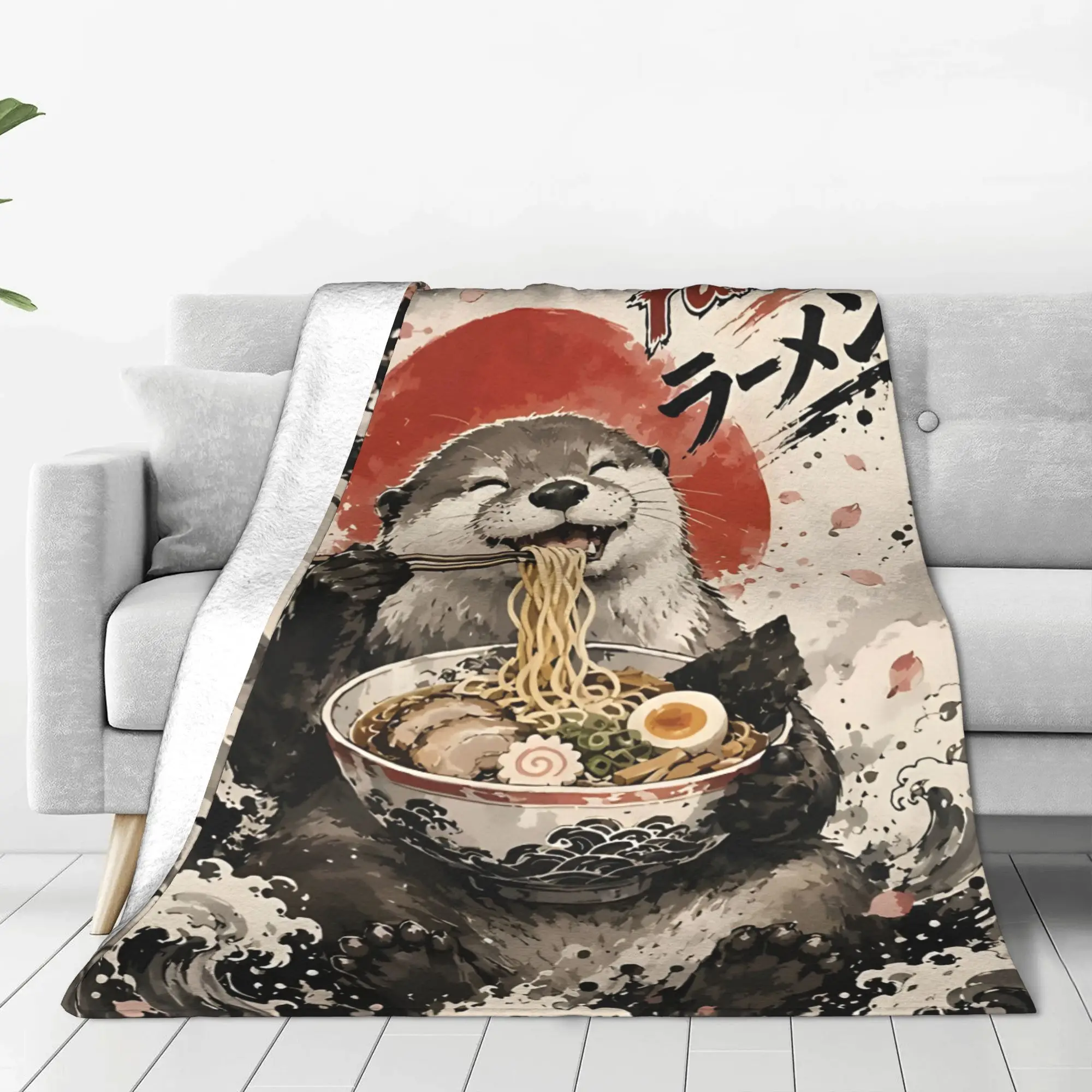 1PC Home Cutecore Otter Ramen Sumie Kaiju Monster Blanket Super Cosy Plush Home Living Room Sofa Halloween