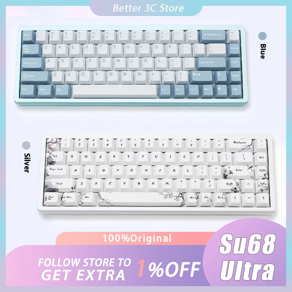 

New Everglide Su68Ultra Magnetic Switch Mechanica Keyboard RGB Wired Gaming Keyboard 0.001MM E-sports 184 Bottom CNC Pc Gamer