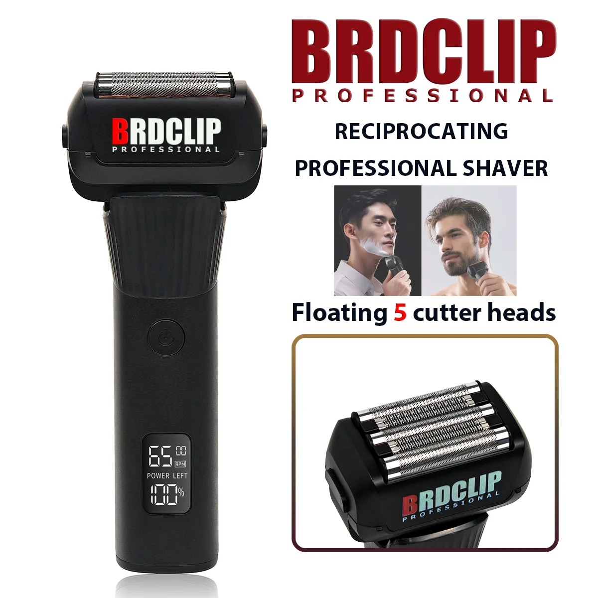 BRDCLIP FK705 Reciprocating Shaver Men's Home 5-Knife Mesh Whitener LCD Digital Display Beard Trimmer Haircut Machine