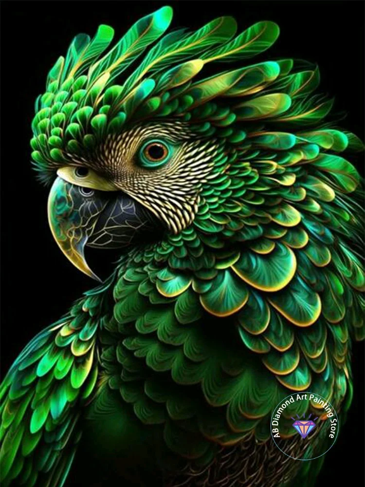 

Beautiful Green Parrot Diamond Painting Kit Square Round Diamond 5D DIY Mosaic Handmade Art Adult Exquisite Gift Home Decor