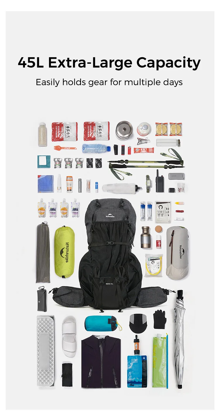 Naturehike Rock 2.0 Wanderrucksack Großer Outdoor-Rucksack für Freizeitsport und Reisen Kletter- und Campingrucksack – Detail 14