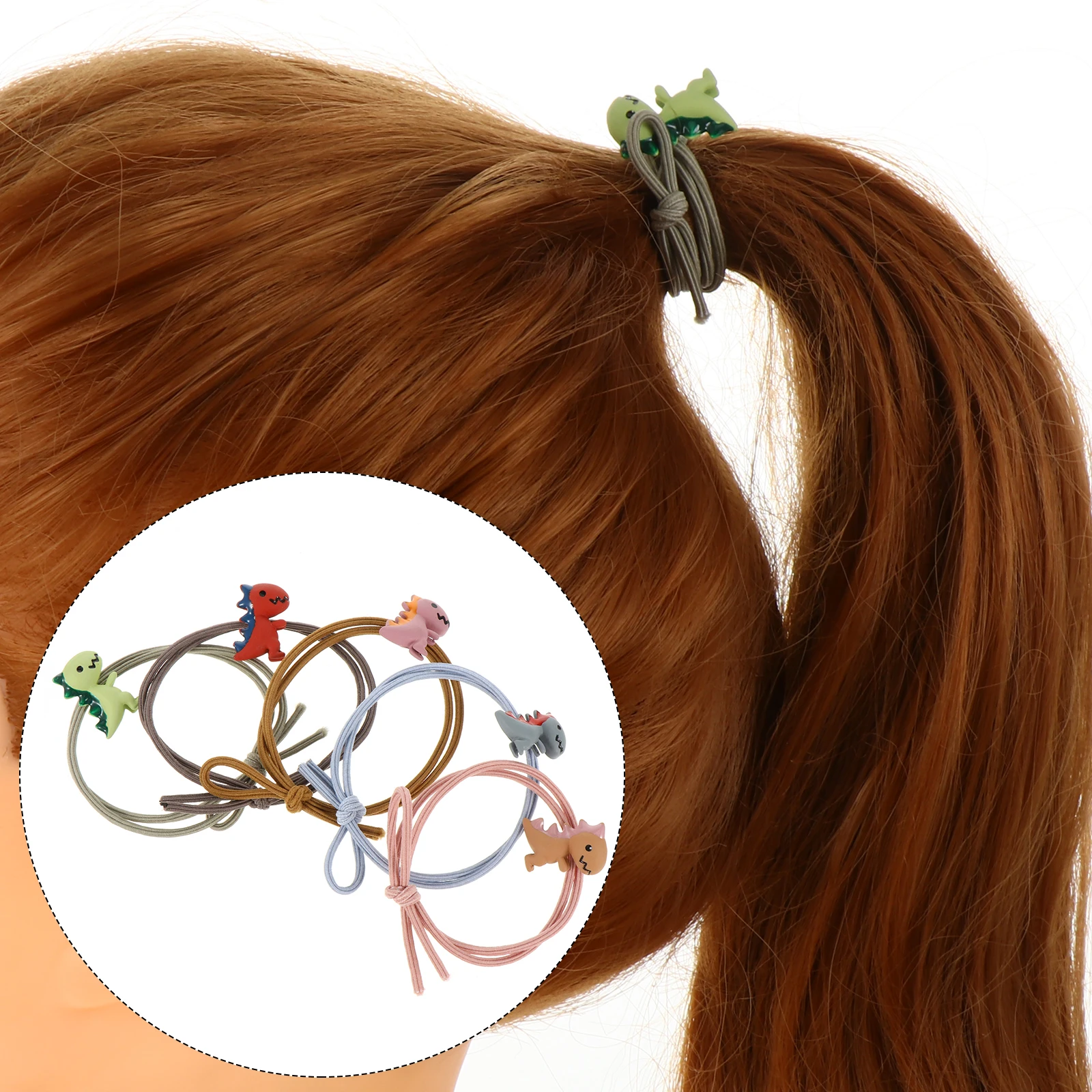 

10pcs Hair Ties Girls Dinosaur Embellishment Cute Accessories Birthday Party Travel School Work Hair Band Rope