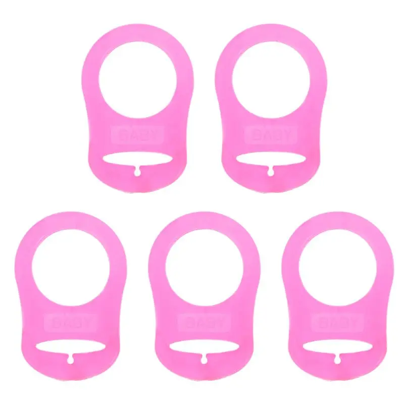 Baby Pacifier ผู้ถือคลิปอะแดปเตอร์ 5 ชิ้นซิลิโคนหลายสีสำหรับทารกแรกเกิด