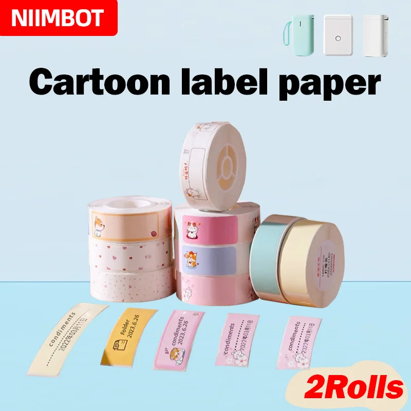 Niimbot Cartoon Pattern D110/D11/D101 Intelligent Portable Label Printer Thermal Label Paper Waterproof Stickers Quick Printing