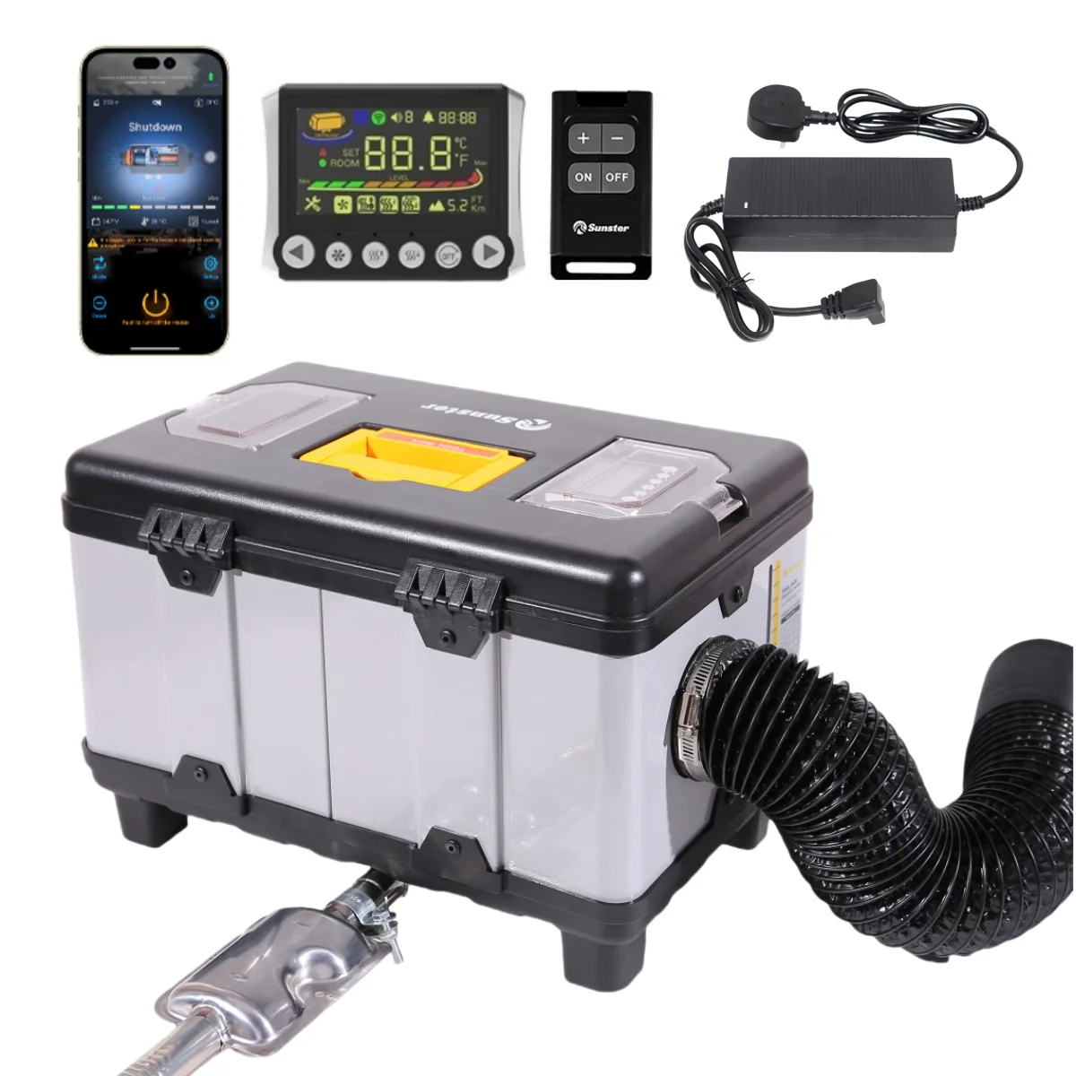 8kW Diesel Auxiliary Heater 110-220V AC and 12/24V DC with High-altitude Mode & Ventilation Mode Ultra Quiet Portable Heater