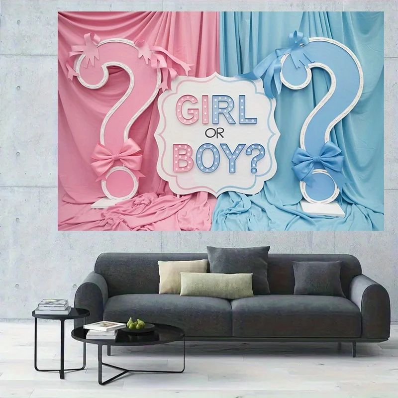 1 Geschlecht enthüllt Hintergrundstoff, geeignet für Jungen oder Mädchen – ein Hintergrund für eine Baby-Willkommensparty mit den Nummern 1 und 2