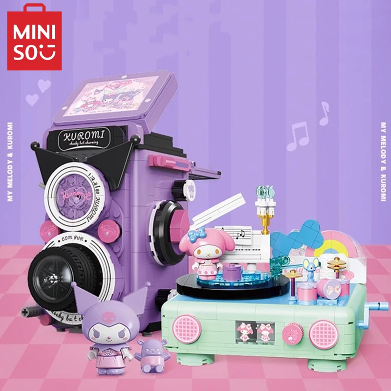 

Конструктор MINISO Sanrio, имитация камеры Kuromi, записывающая модель mymelody, сборная детская игрушка, подарок на день рождения