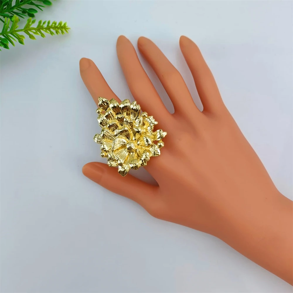 طقم مجوهرات بتصميم زهرة فاخرة من EMMA للنساء قلادة وأقراط أفريقية كبيرة لحفلات الزفاف وإكسسوارات النيجيرية