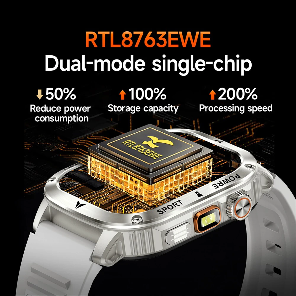 

Smartwatch Music Blue Tooth Call Smart Watch Outdoors Flashlight 100+ Sport Modes Health Bracelet Waterproof Fall prevention