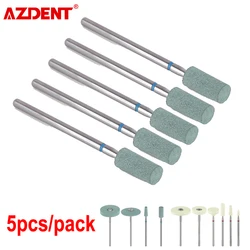 AZDENT 5pcs Dental Polisher Ceramic Diamond Grinding Head Stone Zirconia Ceramics Emax Crowns Grinder Quick Polishing Burs