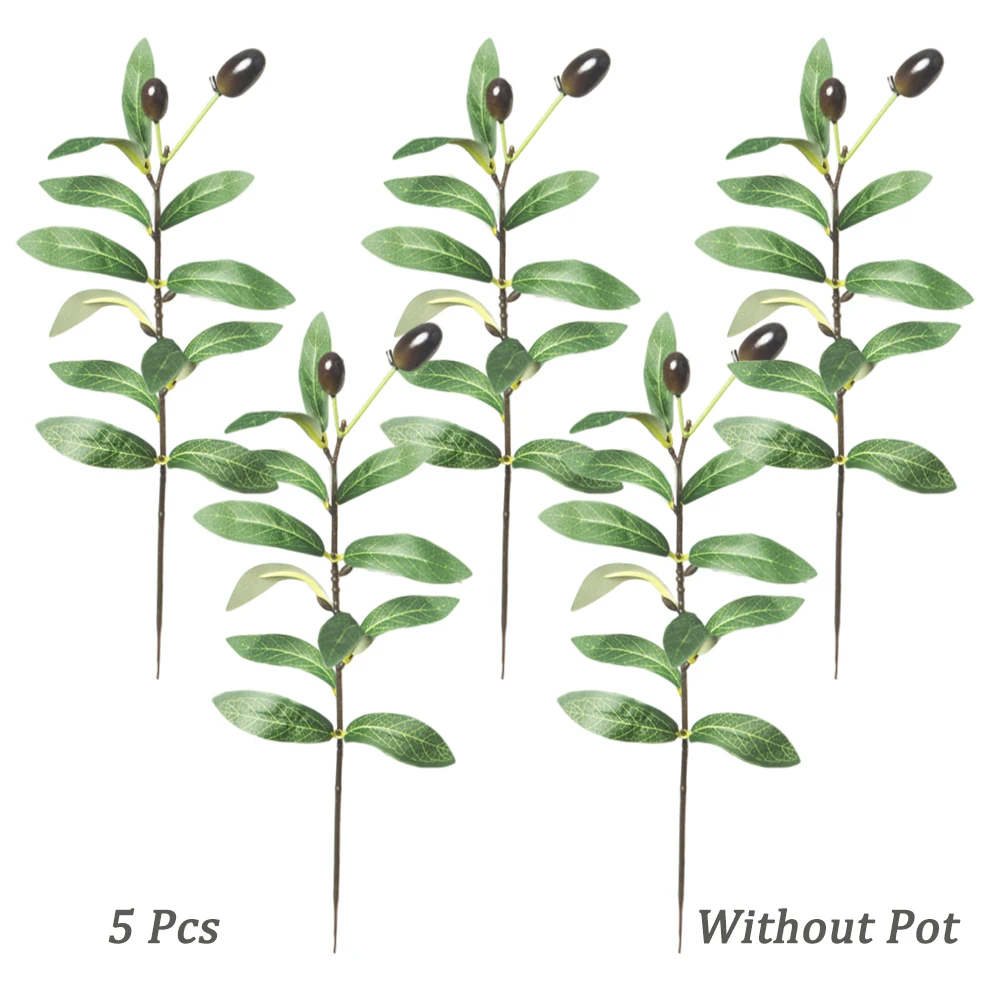 35 cm künstlicher Olivenzweig, künstliche Pflanzen, grüne Olivenblätter, Schaumbeere, kleine Palmfrucht für Zuhause, Garten, Hochzeit, Party, Dekoration – Detail 8