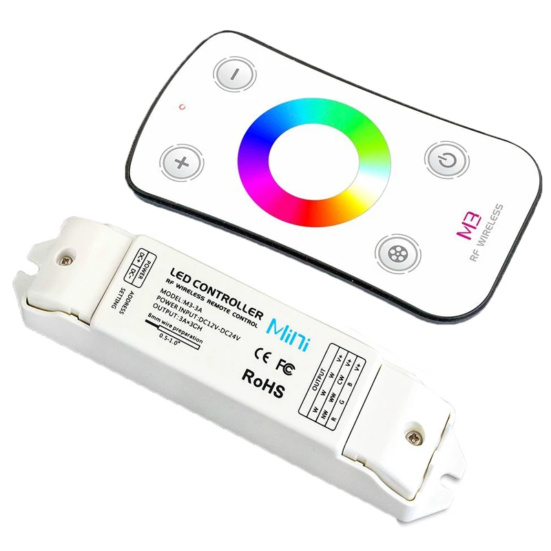 LTECH Led RGB Strip Controller 2.4GHz RF Remote Wireless DC12V 24V Input 3A 3 Channel 108W Output Led  RGB Strip Dimmer Control