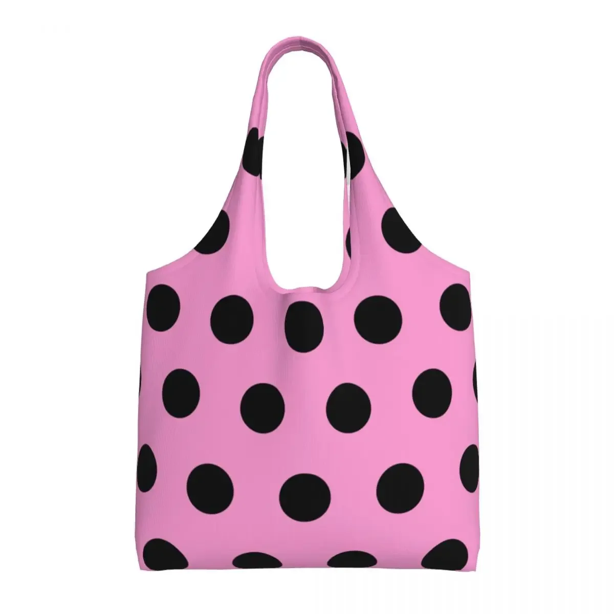 Kawaii Polka Pink Flamingo Shopping Tote Bags Recycling Street Mmural Art Eldridge Grocery Canvas Shopper Shoulder Bags Handbags