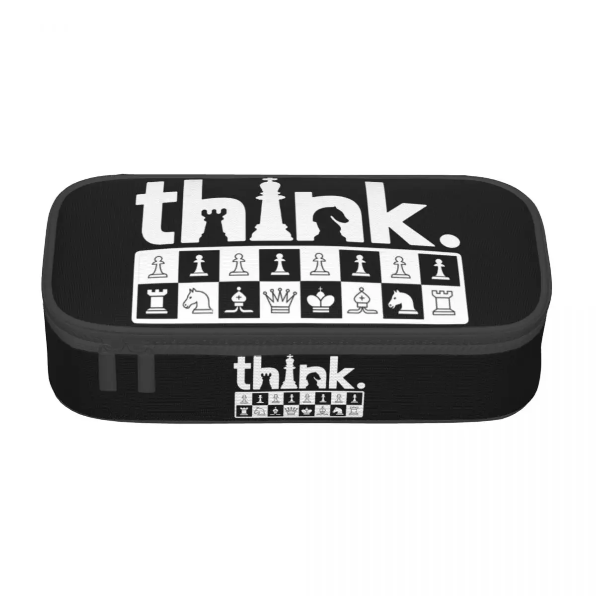 Custom Funny Chess Think Pencil Case for Boy Girl Large Capacity Board Game Lover Pen Bag Box School Accessories