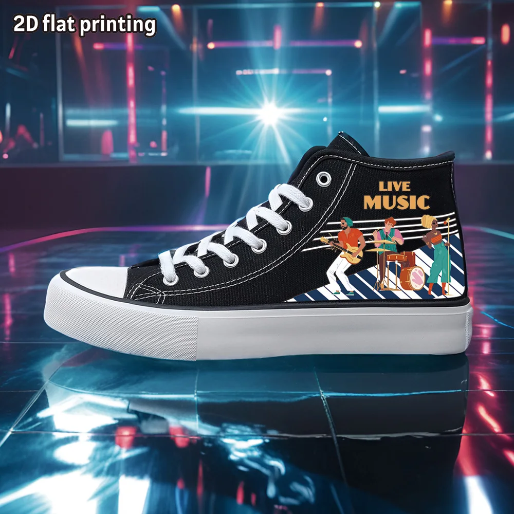 

Women's Sports Shoes Student Sports Enthusiasts Spring and Summer Music Festival Women's Canvas Shoes Round Toe High Top Round Toe Flats Bottom Breathable Vulcanized Shoes Digital Printing Women's Shoes