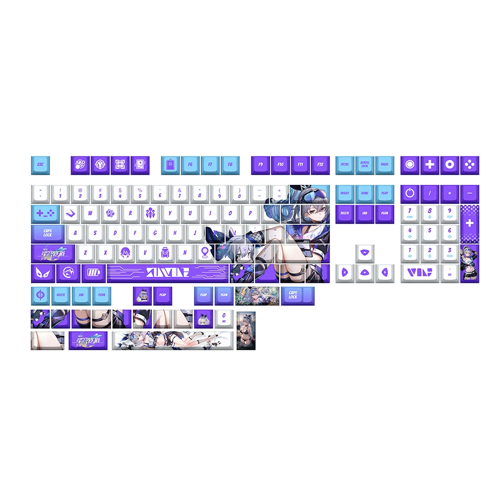 Silver Wolf Key Cap Honkai Star Rail Key Cover PBT DYE Sublimation Cherry MX Cross Axis Switch Keycap for Mechanical Keyboard