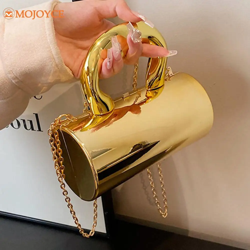 Acrylic Chain Satchel High Quality Round Cylinder Ladies Lipstick Bags Luxury Party Dinner Bag Women Vintage Mini Evening Purses