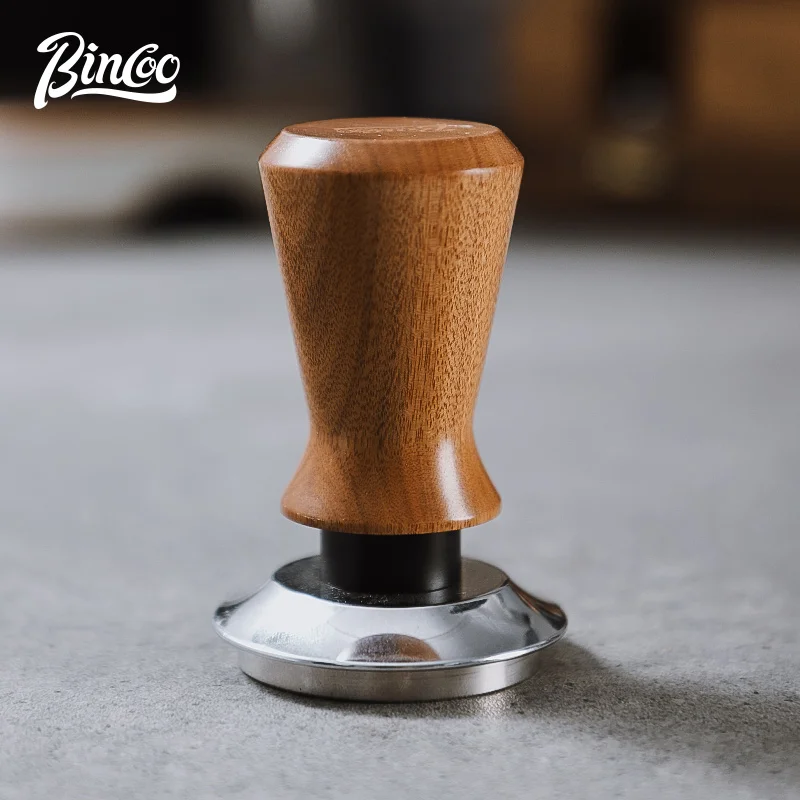 BINCOO 51/58mm Stainless Steel Coffee Tamper Press Flat Base Espresso Beans With Wooden Hand Press Coffee Powder Hammer Tools