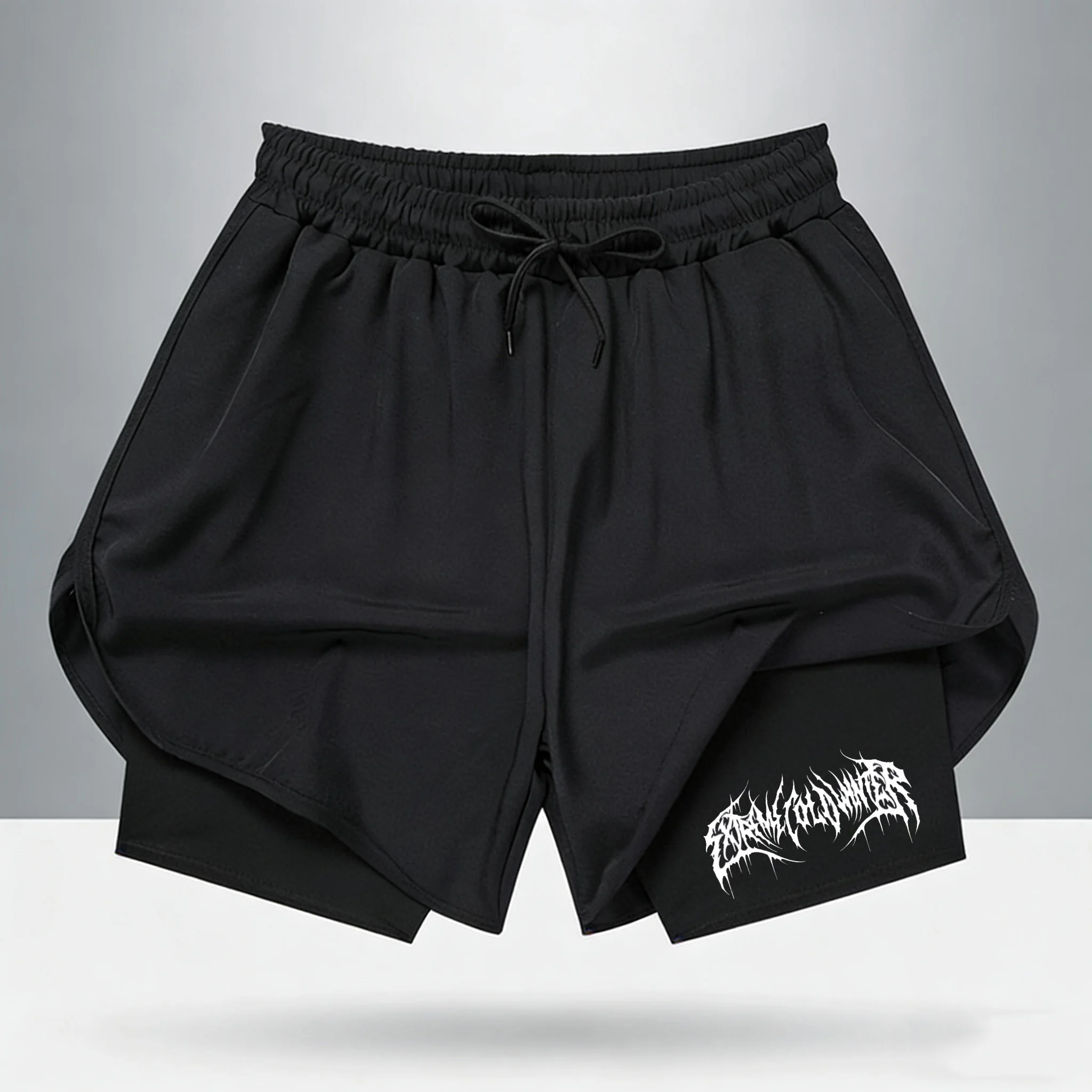 

Men's 2-in-1 Running Shorts Gothic Streetwear Print Quick Dry Breathable Athletic Shorts Workout Training Gym Jogging Shorts