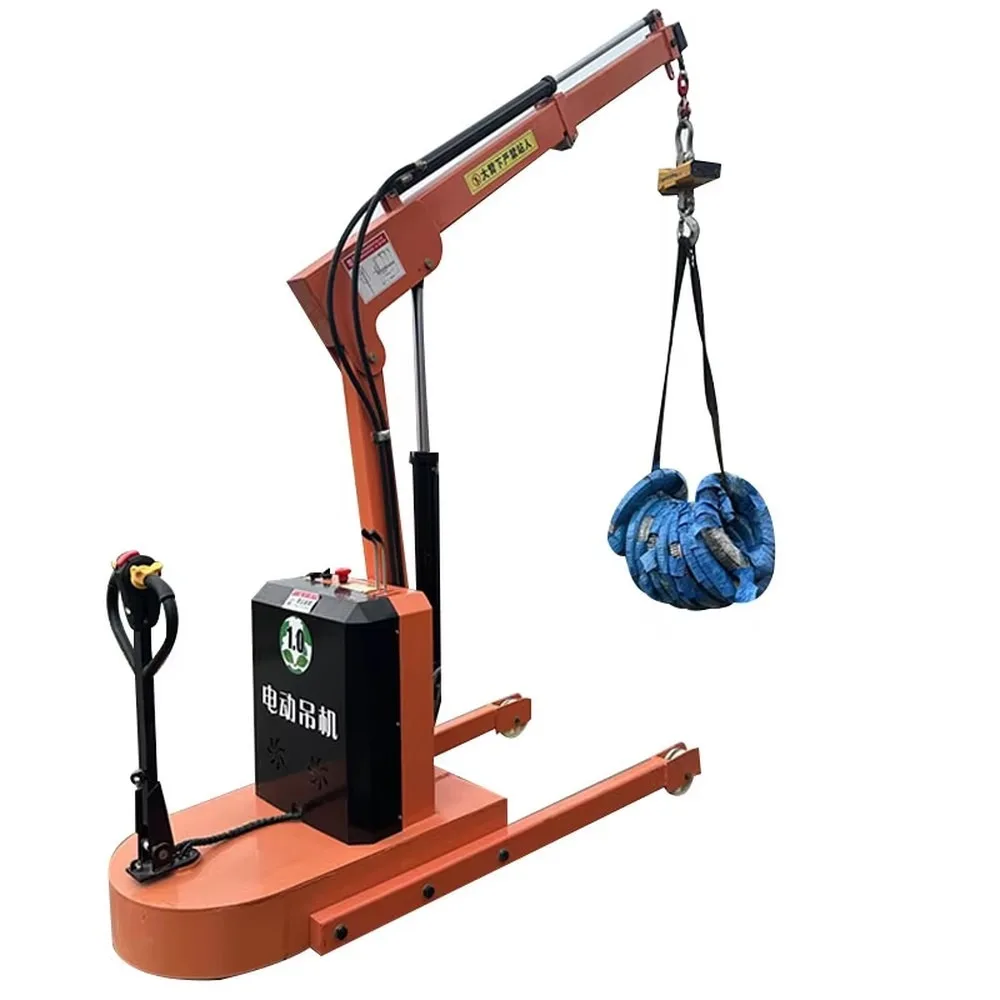 Indoor Outdoor Electro-Hydraulic 3-Arm Mobile Cantilever Crane 1 Ton Wire Rope Sling Logistics Factory Lifting Equipment