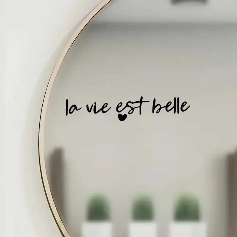Life Is Beautiful Car Stickers Makeup Mirror Dressing Mirror Room Bathroom Mirror Stickers Inspirational Text Stickers French St