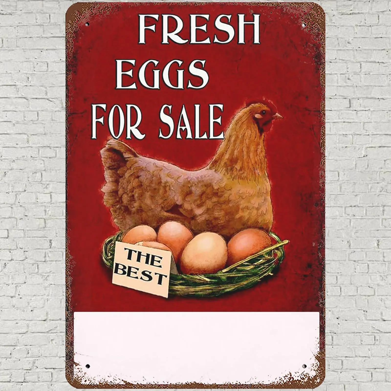  Vintage Metal Tin Sign 8x12, Rustic Fresh Eggs For Sale Wall Art Decor, Retro Farmhouse Destiny Gift Chicken Coop Stylish Poste