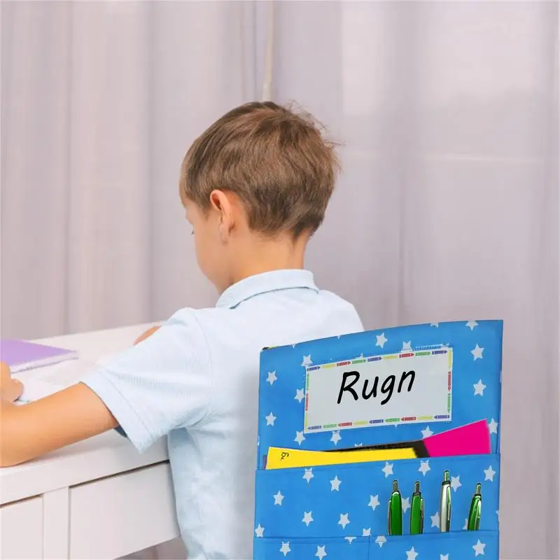 School Chair Storage Star Cute Chair Pocket Universal Large Capacity Anti Fade Space Saving Anti Fade Chair Organizer 3 Colors