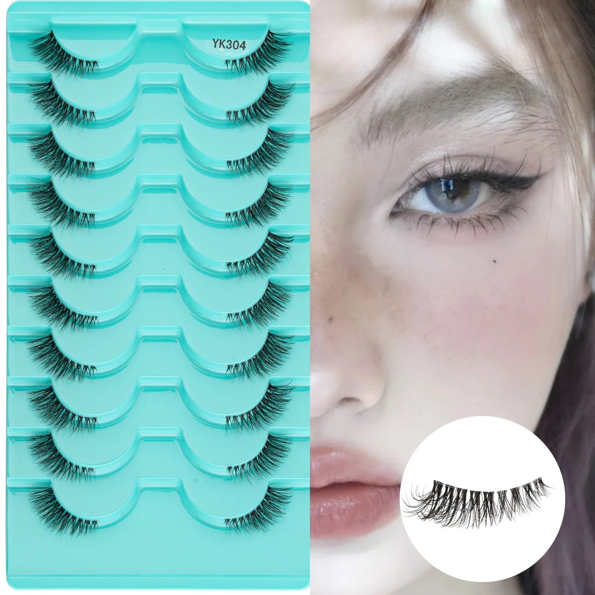 ハーフまつげ 3/10 ペアつけまつげナチュラルソフト翼 3D ふわふわフェイクミンクまつげメイクアップまつげエクステンション偽 Cilios