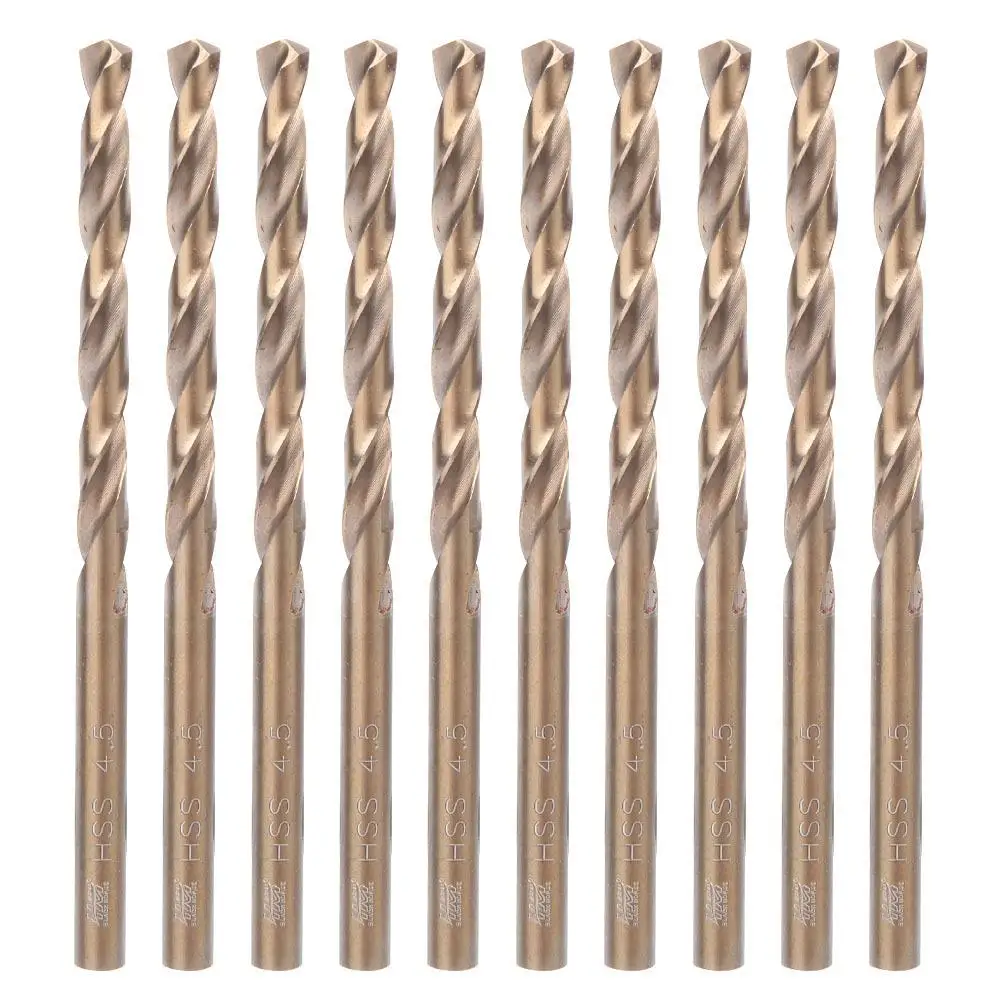 

10pcs High Speed Steel Twist Drill Bits Straight Shank for stainless Steel Iron Sizes 4.0 4.5 5.0 5.5mm