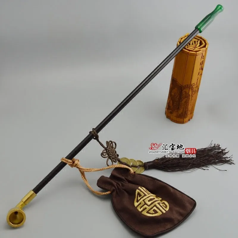 MUXIANG Handmade Tobacco Smoking Pipe Long Mouth Reading Bucket Chinese Style Long Pipe Contains Tobacco Bag, High Quality Gift,