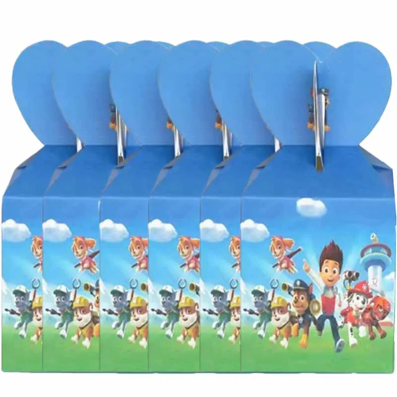 

6 шт., коробка для попкорна «Щенячий патруль», коробка конфет, милая подарочная сумка для шоколадных закусок для детей, сувениры для дня рождения, детского душа, украшения для вечеринки