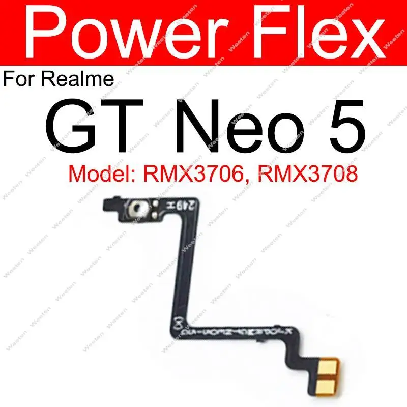 For Realme GT 2 3 5 GT Neo 3 3T 5 5Se Power Volume Flex Cable On OFF Power Volume Buttons Flex Ribbon