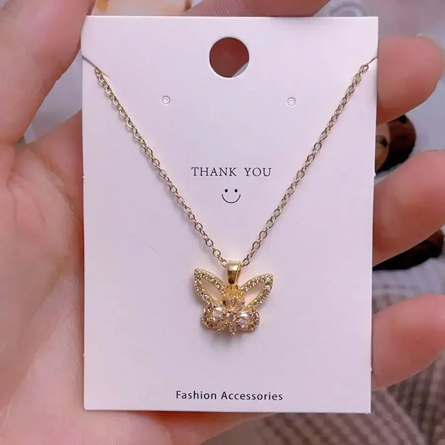 

Steel Clavicle Chain With Butterfly Pendant Necklace For Women Fashion Accessory