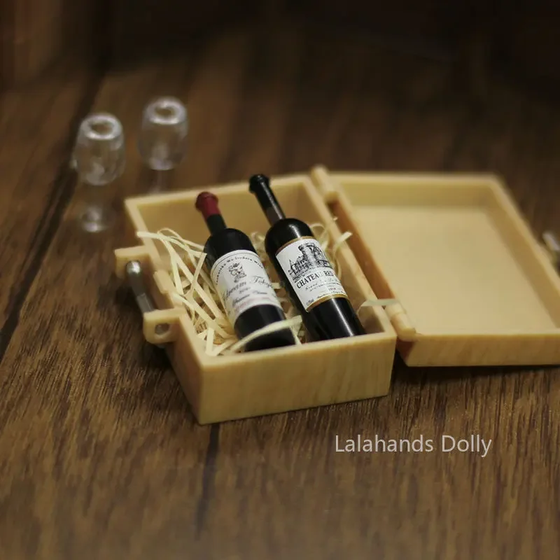 Casa delle bambole Mini simulazione scatola di vino rosso casa dei giochi modello giocattolo per accessori per la decorazione di mobili per la casa delle bambole