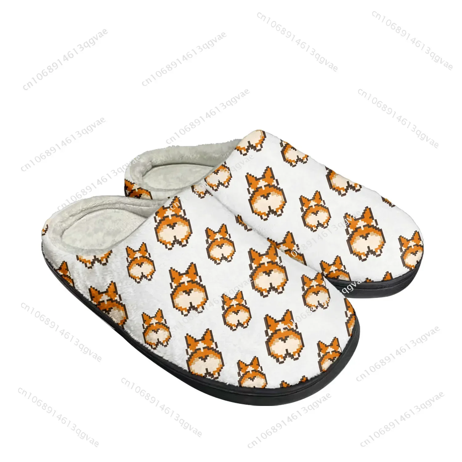 Corgi Butt Cute Pop Home Cotton Custom Slippers Mens Womens Sandals Plush Bedroom Casual Keep Warm Shoe Thermal Slipper Black