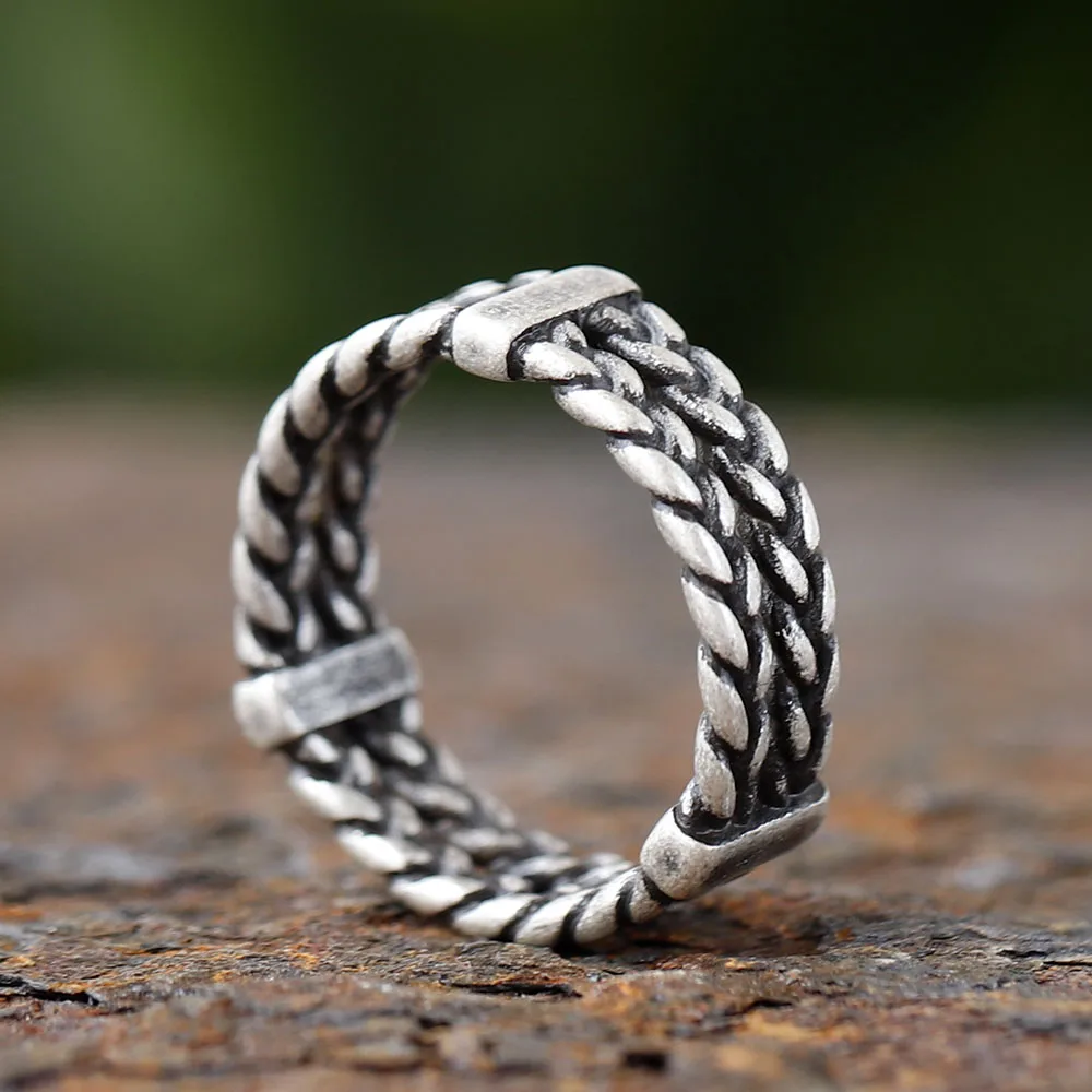 2024 NEW  Vintage Weave Viking Symbols Stainless Steel Mens Women Rings Simple for Girl Boyfriend Jewelry Creativity